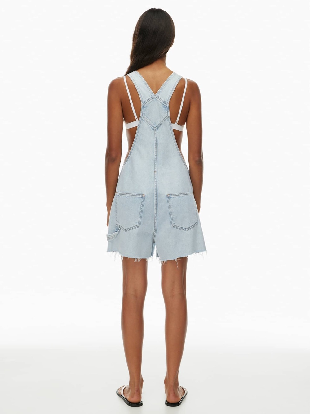 DENIM FORUM The '90s Silvie Baggy Shortall in Distressed Bleach Bleu - Picture 2 of 11